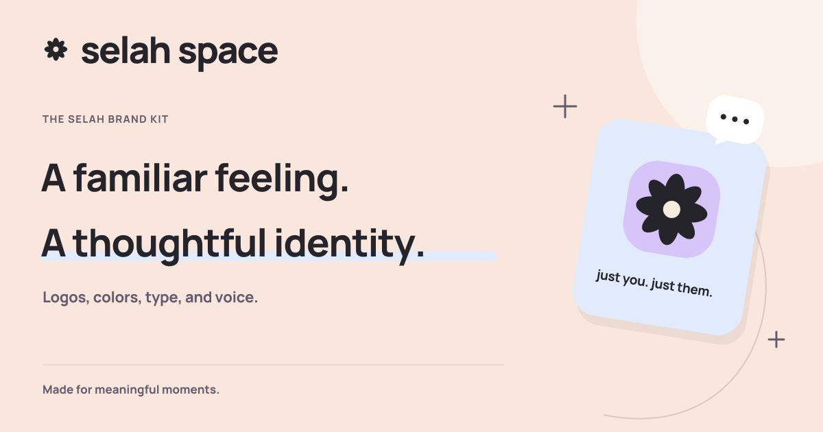 Selah Space — A familiar feeling. A thoughtful identity. Logos, colors, type, and voice.